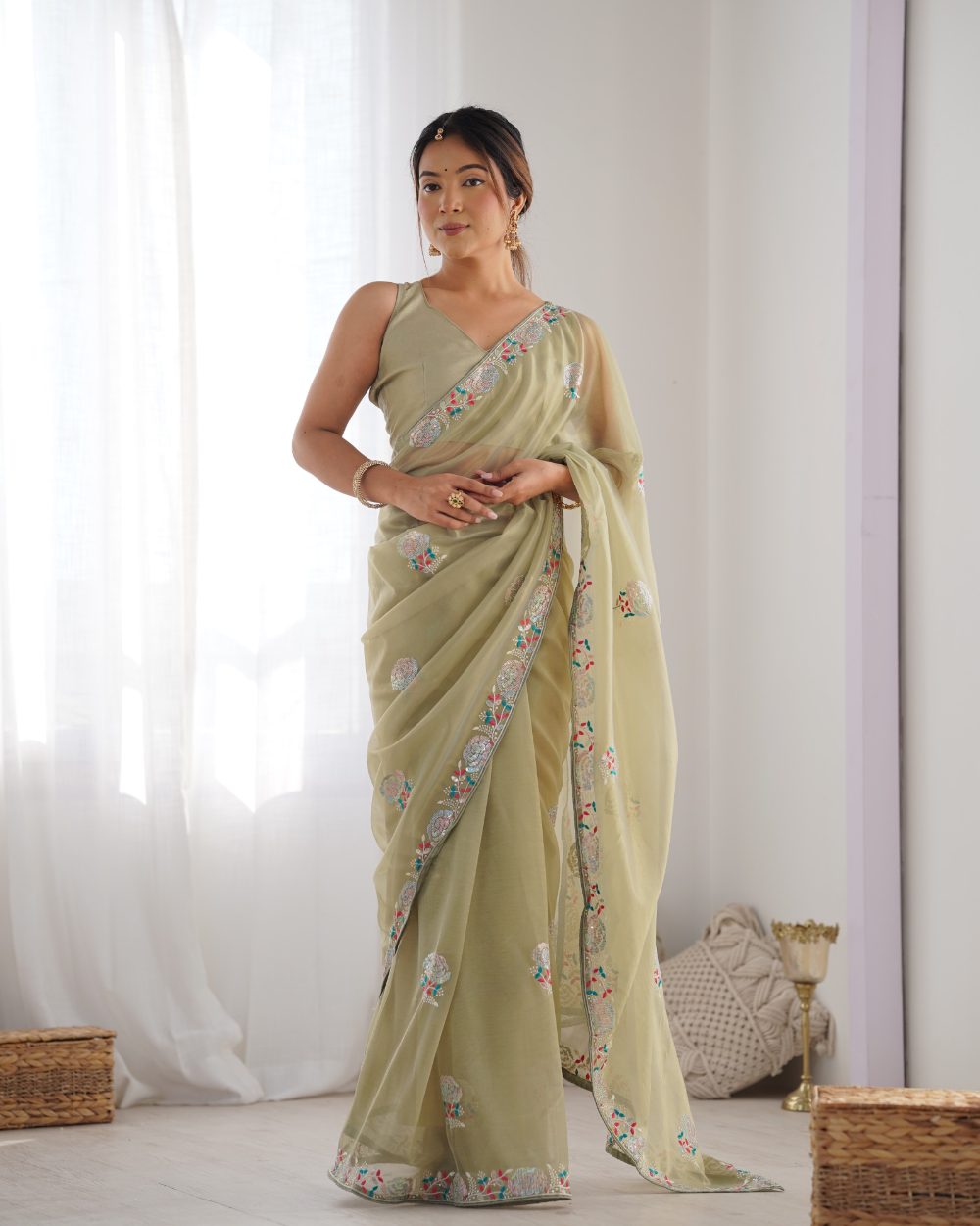 2047 Sequence Embroidered by Jf  Net Saree Collection